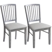HOMCOM Dining Chairs Upholstered Kitchen Chairs with Rubberwood Legs Set of 2, Rustic Gray(m-11)