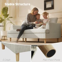 HOMCOM 3 Seater Sofa, 74" Modern Corduroy Upholstered Couch with Thick Spring Cushions, Solid Wood Legs, Armrests, Beige(m-6)