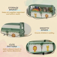 Qaba Art Easel for Kids, Double-Sided Whiteboard & Chalkboard with Paper Roll, Storage Baskets for Toddlers Ages 3-8, Green(m-5)