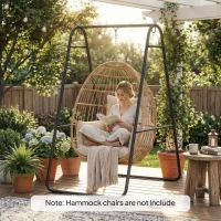 Outsunny Hammock Chair Stand Only Heavy Duty Solid Steel A-Frame for Hanging Hammock, Egg Chair, Max Load 330 LBS, Black(m-8)