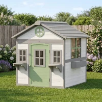 PawHut Chicken Coop, Wooden Hen House Outdoor Playhouse for 2-4 Chickens, Poultry Cage with Planter Pots and Boxes(m-9)