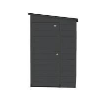 Outsunny 4.3' x 8' Outdoor Storage Shed with Floor, Garden Shed with Lockable Doors and Windows, Dark Grey(m-11)
