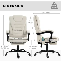 Vinsetto 7-Point Vibrating Massage Chair, Reclining Office Chair with Footrest, Reclining Back, Adjustable Height, Beige(m-3)