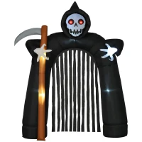 HOMCOM 9.5ft Halloween Inflatables, Grim Reaper Archway, Giant Outdoor Blow Up Yard Decoration with Build-in LED(m-1)