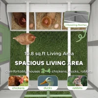 PawHut Chicken Coop, Wooden Hen House Outdoor Playhouse for 2-4 Chickens, Poultry Cage with Planter Pots and Boxes(m-5)