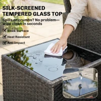 Outsunny 5 Piece Patio Furniture Set, Wicker Outdoor Furniture Set, 23.6" Seat, Ottomans, Glass Table, Cushions, Beige(m-9)