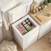 HOMCOM Mini Freezer, 3.5 Cu.Ft Chest Freezer with 5-Setting Adjustable Thermostat, Wire Basket, Quiet Operation, White(m-10)