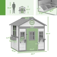 PawHut Chicken Coop, Wooden Hen House Outdoor Playhouse for 2-4 Chickens, Poultry Cage with Planter Pots and Boxes(m-3)