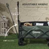 Outsunny Wagon Cart Foldable, Collapsible Wagon Cart with Removable Liner, Handle, Wheels, 72L & 198 LBS Capacity, Green(m-9)