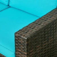 Outsunny 3 Pieces Patio Furniture with Soft Cushions, Patio Corner Sofa Sets with a Coffee Table,  Ideal for Balcony, Patios, Backyards, Turquoise(m-12)