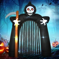 HOMCOM 9.5ft Halloween Inflatables, Grim Reaper Archway, Giant Outdoor Blow Up Yard Decoration with Build-in LED(m-2)