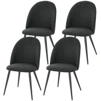 HOMCOM Set of 4 Modern Dining Chairs, Velvet Upholstered Kitchen Chairs with Steel Legs for Living Room, Black(m-2)