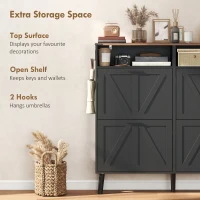 HOMCOM Shoe Storage Cabinet with 4 Flip Drawers, Farmhouse Narrow Shoe Cabinet, Holds Up to 24 Pairs, Black(m-7)