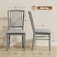 HOMCOM Dining Chairs Upholstered Kitchen Chairs with Rubberwood Legs Set of 2, Rustic Gray(m-3)
