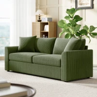 HOMCOM 3 Seater Sofa, 83.5" Modern Upholstered Couch with Pocket Spring and 2 Scatter Cushions for Living Room, Green(m-10)