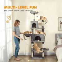 PawHut Multi-Level Cat Tower, 80" Tall Cat Tree, with 2 Condos, 2 Hammocks, 6 Sisal Scratching Posts, Dark Gray(m-4)