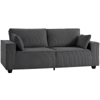 HOMCOM 86" 3 Seater Sofa, Modern Corduroy Upholstered Couch, Dark Grey(m-2)