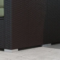 Outsunny 7 Pieces Outdoor Rattan Furniture Set, Patio Wicker Sectional Conversation Sofa Set, Light Green(m-11)