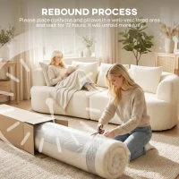 HOMCOM 3 Seater Sofa, 102" Chenille Boneless Couch with Wide Seat, Spring Cushions, High-Density Foam, 3 Pillows, Cream White(m-7)