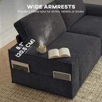 HOMCOM 86" 3 Seater Sofa, Modern Corduroy Upholstered Couch, Dark Grey(m-5)