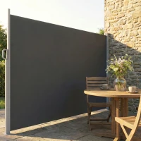 Outsunny Retractable Side Awning, 165" x 73" Outdoor Privacy Screen, Water-Resistant, UV 50+, Dark Grey(m-10)