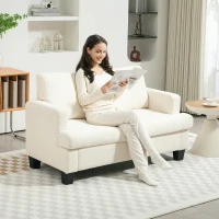 HOMCOM 54.3" Loveseat Sofa, 2 Seater Sofa with Removable Cushions, Small Couch with Wood Frame for Living Room, Cream White(m-8)