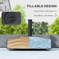 Outsunny Patio Umbrella Base with Wheels, 134 lbs Stand/88 lbs Water Filled Outdoor Umbrella Stand for 1.38/1.5/1.89" Pole, Black(m-5)