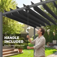 Outsunny 10' x 19' Louvered Pergola with UPF50+ Adjustable Roof and Aluminum Frame, Outdoor Pergola Gazebo, Dark Grey(m-6)