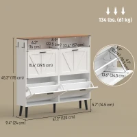 HOMCOM Shoe Storage Cabinet with 4 Flip Drawers, Farmhouse Narrow Shoe Cabinet, Holds Up to 24 Pairs, White(m-3)
