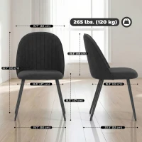 HOMCOM Set of 4 Modern Dining Chairs, Velvet Upholstered Kitchen Chairs with Steel Legs for Living Room, Black(m-3)