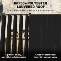 Outsunny 10' x 19' Louvered Pergola with UPF50+ Adjustable Roof and Aluminum Frame, Outdoor Pergola Gazebo, Dark Grey(m-4)