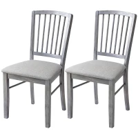 HOMCOM Dining Chairs Upholstered Kitchen Chairs with Rubberwood Legs Set of 2, Rustic Gray(m-1)