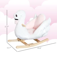 Qaba Kids Ride On Rocking Horse Plush Swan Style Toy with Music for Over 18 Months Children, White and Pink(m-3)