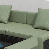 Outsunny 7 Pieces Outdoor Rattan Furniture Set, Patio Wicker Sectional Conversation Sofa Set, Light Green(m-12)