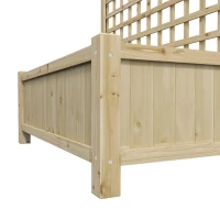 Outsunny Wood Planter with Trellis for Vine Climbing, Raised Garden Bed, Privacy Screen for Backyard, Patio, Deck, Natural Wood(m-12)
