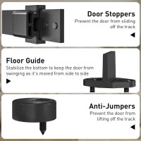 HOMCOM 36"x84" Sliding Barn Door with Hardware Kit, Shaker Style Sliding Door with Handle, Track, Floor Guide, White Wood Grain(m-7)