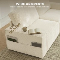 HOMCOM 86" 3 Seater Sofa, Modern Corduroy Upholstered Couch, Beige(m-5)