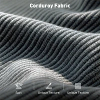 HOMCOM 3 Seater Sofa, 74" Modern Corduroy Upholstered Couch with Thick Spring Cushions, Solid Wood Legs, Armrests, Dark Grey(m-5)