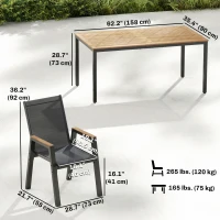 Outsunny 7 Piece Outdoor Dining Set, Rectangle Patio Table and 6 Mesh Chairs with Slatted Tabletop for Backyard, Deck, Garden(m-3)