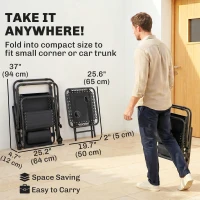 Outsunny Zero Gravity Chair Set of 2 Patio Chair with Side Table Cupholders and Pillows for Pool, Backyard, Lawn, Black(m-7)