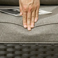 Outsunny 6 Pieces Outdoor Rattan Patio Furniture Set with Corner Sofa, Wood-Plastic Coffee Table, Light Grey(m-11)