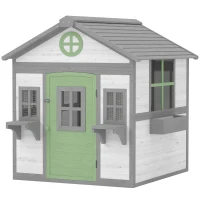 PawHut Chicken Coop, Wooden Hen House Outdoor Playhouse for 2-4 Chickens, Poultry Cage with Planter Pots and Boxes(m-1)