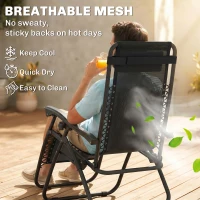 Outsunny Zero Gravity Chair Set of 2 Patio Chair with Side Table Cupholders and Pillows for Pool, Backyard, Lawn, Black(m-6)