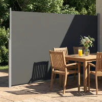 Outsunny Retractable Side Awning, 165" x 73" Outdoor Privacy Screen, Water-Resistant, UV 50+, Dark Grey(m-9)