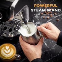 HOMCOM 15 Bar Coffee Maker Espresso Machine with Grinder Milk Frother Stainless Steel Espresso Maker for Cappuccino Latte Black(m-6)