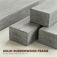 HOMCOM Dining Chairs Upholstered Kitchen Chairs with Rubberwood Legs Set of 2, Rustic Gray(m-7)