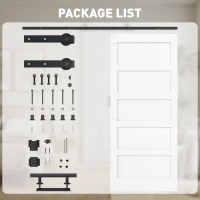 HOMCOM 36"x84" Sliding Barn Door with Hardware Kit, Shaker Style Sliding Door with Handle, Track, Floor Guide, White Wood Grain(m-9)