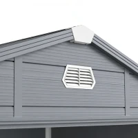Outsunny 8' x 6' Plastic Garden Storage Shed with Latch Door, Vents, Sloped Roof, Light Grey(m-14)