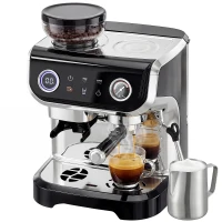 HOMCOM 15 Bar Coffee Maker Espresso Machine with Grinder Milk Frother Stainless Steel Espresso Maker for Cappuccino Latte Black(m-2)