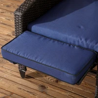 Outsunny Outdoor Recliner Chair with Adjustable Backrest, Cushion, Side Tray, Blue(m-12)